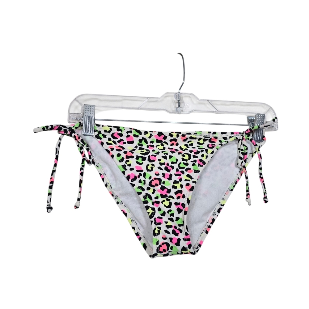 Lost Pink Yellow Green Animal Print Side Ties Bikini Bottoms Swimwear M